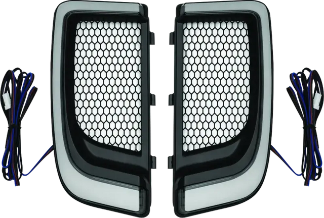 Kuryakyn Tracer Lower Fairing Grill Black - sleek and durable grill with a hexagonal mesh design, perfect for RV, automotive, powersports, off-road, marine, and truck accessories. Enhance your vehicle's exterior styling and protection with this premium part, available in AVADA - Best Sellers. Exterior, Exterior Styling, Exterior Parts & Accessories, Exterior Styling, Exterior Trim.