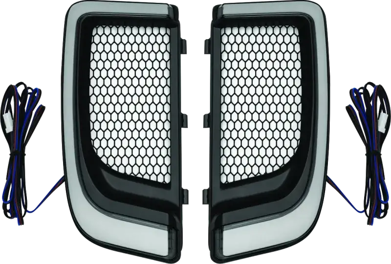 Kuryakyn Tracer Lower Fairing Grill Black - sleek and durable grill with a hexagonal mesh design, perfect for RV, automotive, powersports, off-road, marine, and truck accessories. Enhance your vehicle's exterior styling and protection with this premium part, available in AVADA - Best Sellers. Exterior, Exterior Styling, Exterior Parts & Accessories, Exterior Styling, Exterior Trim.