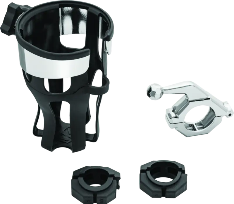 Kuryakyn Universal Reflex drink holder with chrome bar mount for bikes