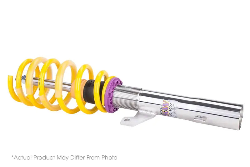 Yellow coilover suspension from KW Coilover Kit V1 for BMW 3 Series F30 series 4cyl