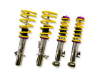 Yellow and silver coilover shocks for KW Coilover Kit V1 Mini Mini R56 Coupe