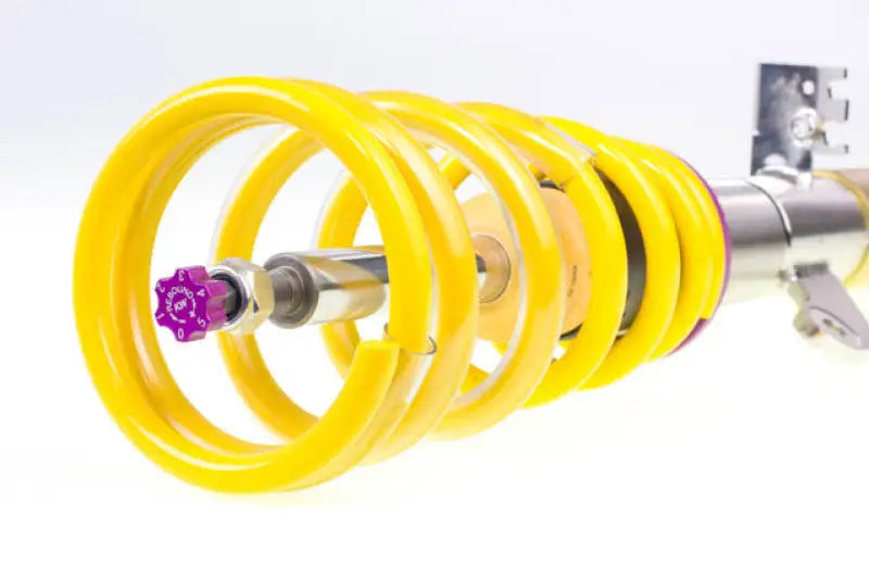 Yellow coilover suspension from KW Coilover Kit V2 for BMW 3 Series F30