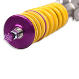 Purple and yellow coilover shock absorber from KW Coilover Kit V3 Mitsubishi Lancer