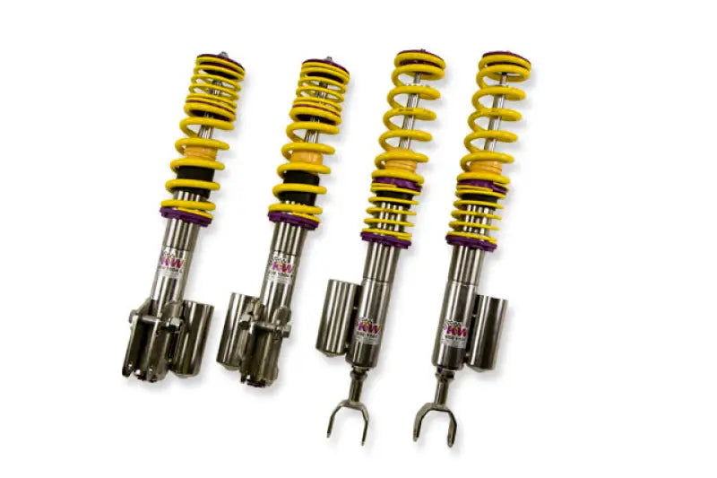 Four yellow and silver coilover kits for Mitsubishi Lancer Kit V3 Mitsubishi EVO 7-9