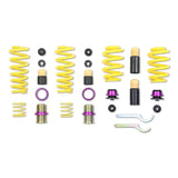 Yellow coilover suspension kit for Audi RS5 with electronic dampening and adjustable ride height