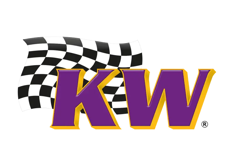 Purple and gold KW logo with checkered flag for Audi RS5 ride height and electronic dampening