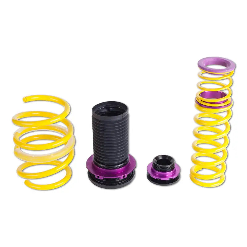 Yellow and purple coilover suspension for KW H.A.S. Audi RS3 with height adjustable ride height