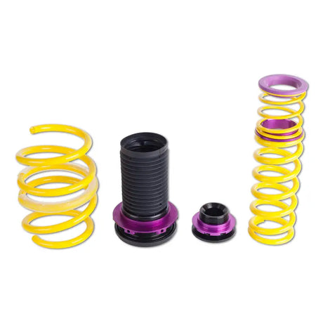 Yellow and purple coilover suspension for KW H.A.S. Audi RS3 with height adjustable ride height