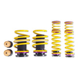 Yellow and purple coilover suspension kits for adjustable ride height on Audi RS3 8V