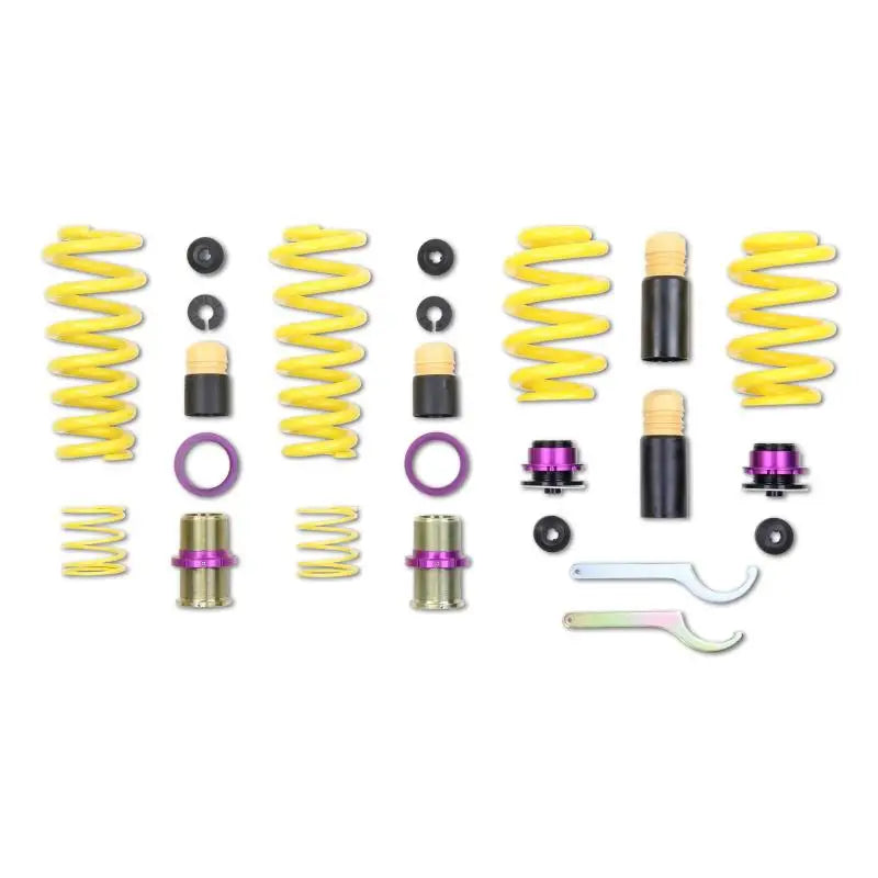Yellow coilover suspension kit for Porsche Macan excluding turbo with adjustable ride height