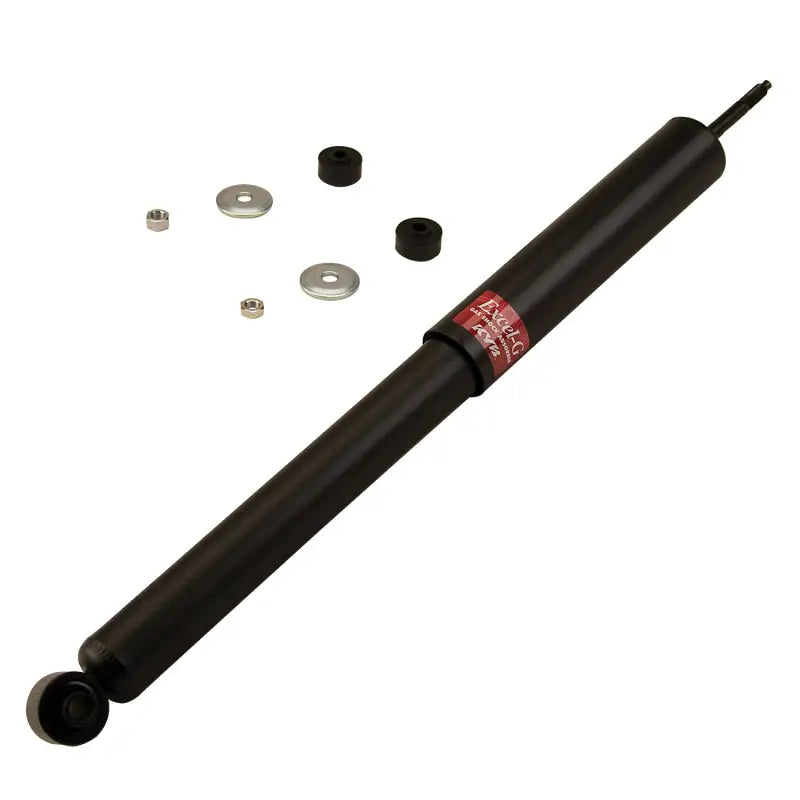 Black KYB Excel-G shocks with mounting hardware for Nissan 110, 210, and Toyota Corolla