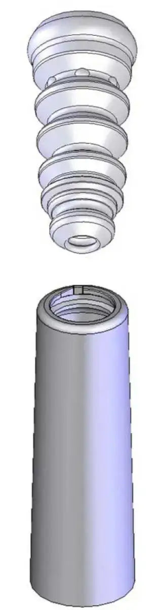 Two-part threaded cylindrical strut boots for KYB shocks on AUDI A3 and VW Beetle