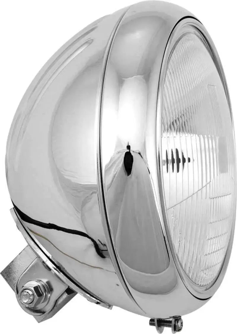 L20-6084GD 7" Headlight 60/55w Grooved Shell Chrome