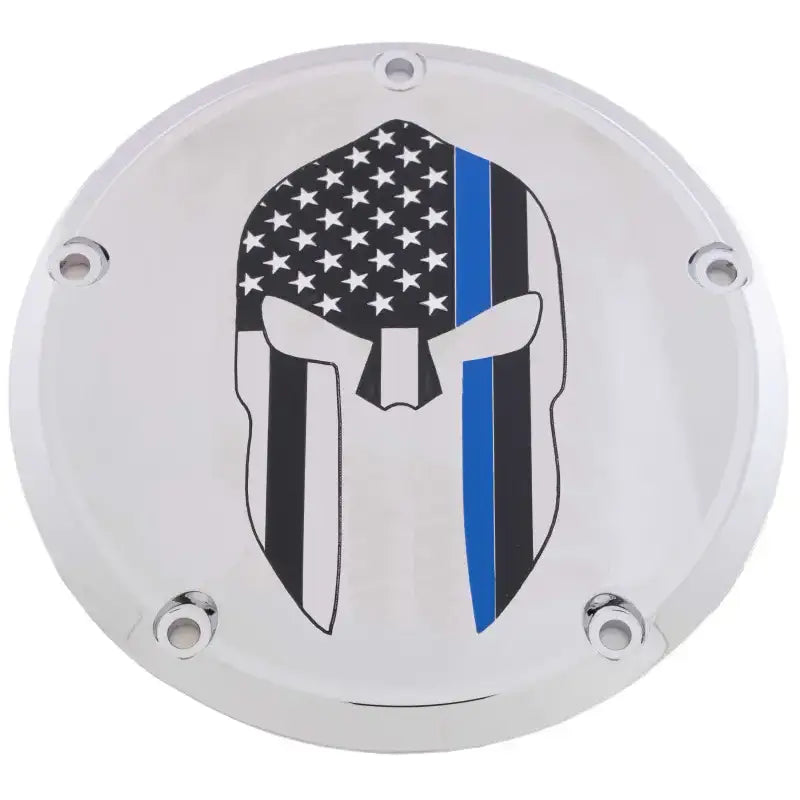 CUSTOM ENGRAVING LE02-12 7 Tc Derby Cover Sparta Blue Line Chrome
