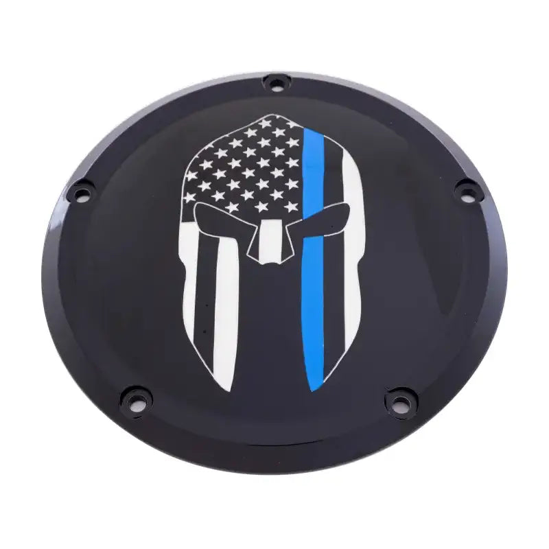 CUSTOM ENGRAVING LE02-46BG 7 M8 Flt/Flh Derby Cover Sparta Blue Line Black