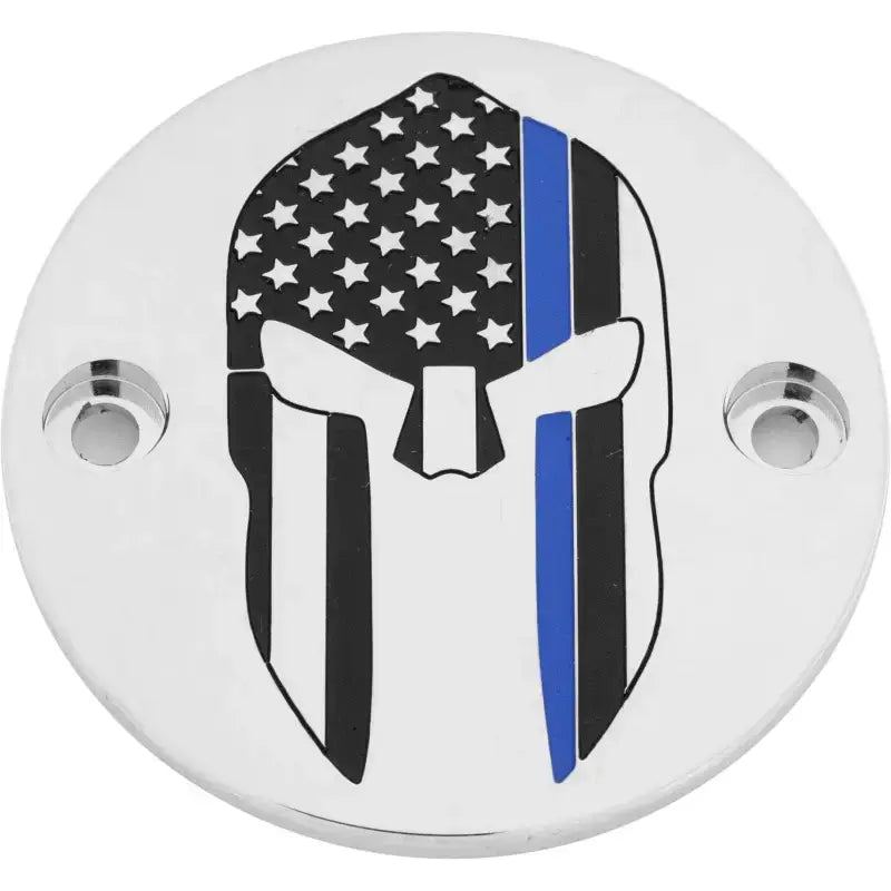 CUSTOM ENGRAVING LE02-63 M8 Timer Cover Sparta Blue Line Chrome