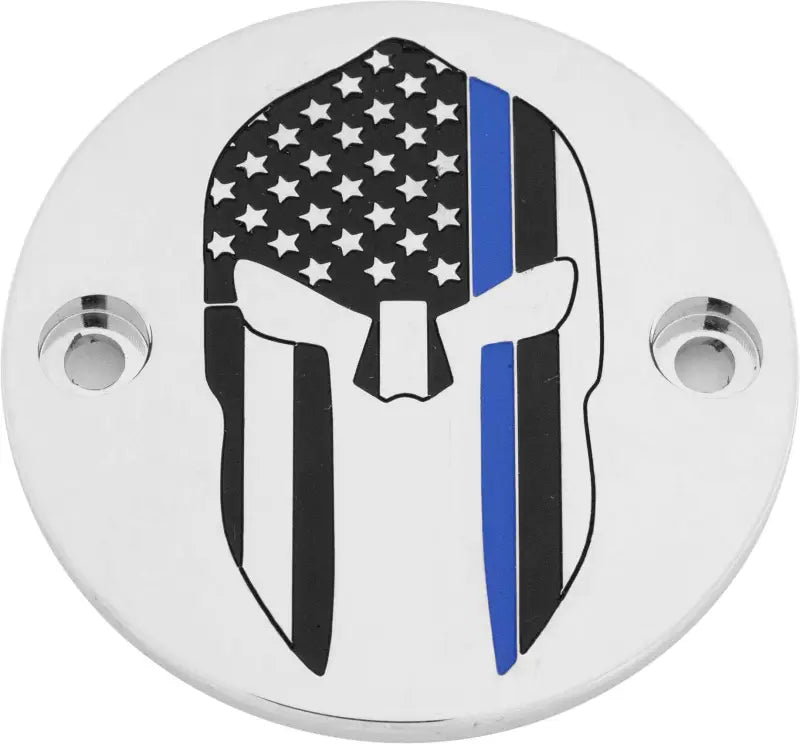 CUSTOM ENGRAVING LE02-63 M8 Timer Cover Sparta Blue Line Chrome