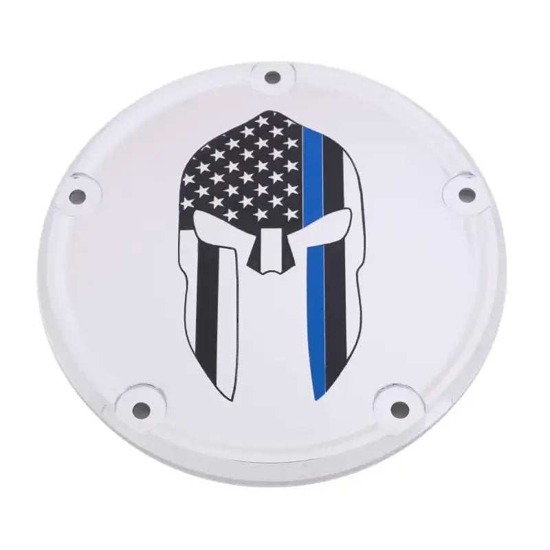CUSTOM ENGRAVING LE02-67 6 M8 Softail Derby Cover Sparta Blue Line Chrome