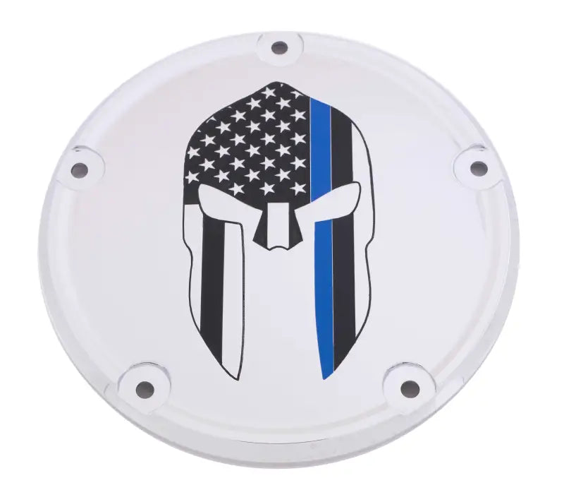 CUSTOM ENGRAVING LE02-67 6 M8 Softail Derby Cover Sparta Blue Line Chrome