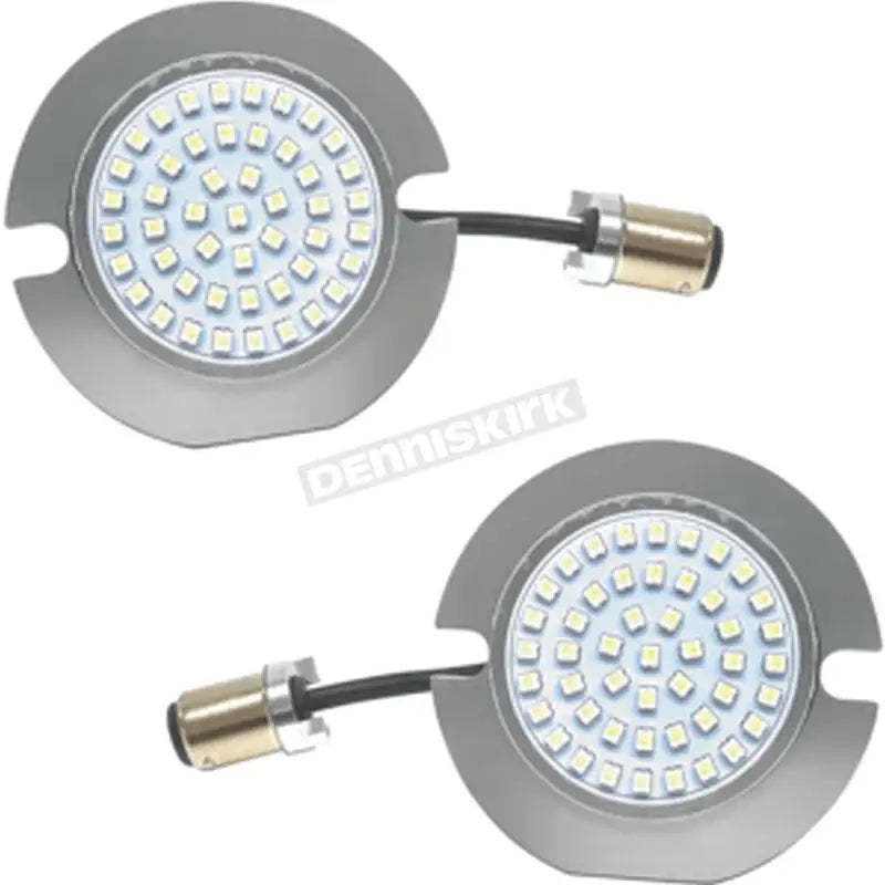 Two flat lense LED inserts for motorcycle lights in white and amber from Letric Lighting Co LLC