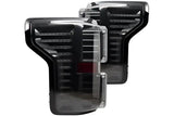 Black aftermarket LED tail lights with chrome accents for LF431 Morimoto Xb Ld Tails Fd F150