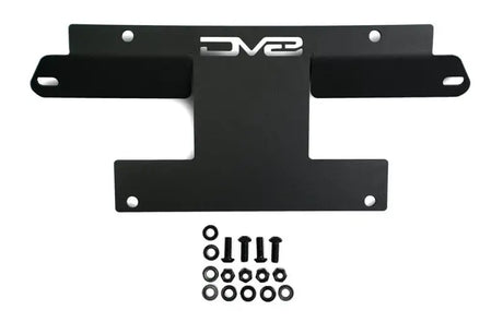 License Plate Relocation Kit Relocates Below The Center At An Angle On Front Bumper; Powder Coated; Black; Steel