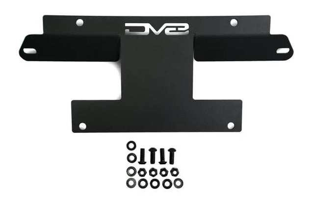 License Plate Relocation Kit Relocates Below The Center At An Angle On Front Bumper; Powder Coated; Black; Steel