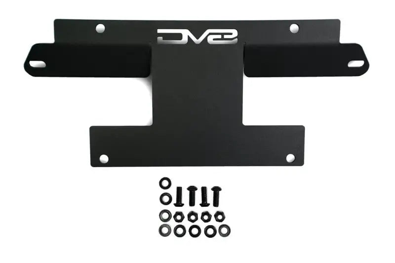 License Plate Relocation Kit Relocates Below The Center At An Angle On Front Bumper; Powder Coated; Black; Steel