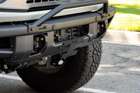 License Plate Relocation Kit Relocates Below The Center At An Angle On Front Bumper; Powder Coated; Black; Steel