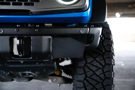 License Plate Relocation Kit Relocates To Driver’s Side of Front Bumper; Powder Coated; Black; Steel - Truck &