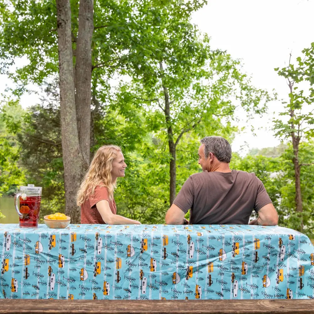 Life Is Better At The Campsite Tablecloth W/ Bench Covers Sketch Pattern
