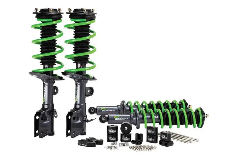 Lift Kit Suspension 2 Inch Front Lift; 2 Inch Rear Lift; With Front And Rear Coil Over Shock Absorbers In Kit; Black/ White/ Green Components; With Subframe Spacer Kit/ Stabilizer Bar Spacer Kit/ Exhaust Hanger/ Installation Hardware - RV and Auto Parts