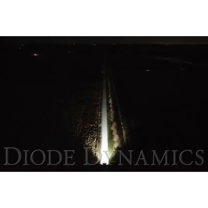 Brightly lit road at night with a powerful 37.5-inch light bar LED bulb installed