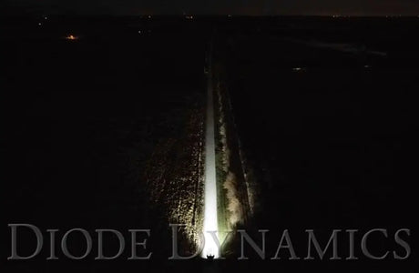 Brightly lit road at night with a powerful 37.5-inch light bar LED bulb installed