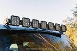 Roof-mounted LED light bar for trucks with driving and flood combo beams and black housing