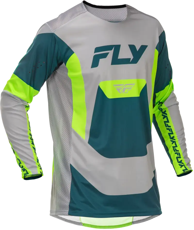 Lite Jersey Grey/Lime/Teal Lg - FLY RACING