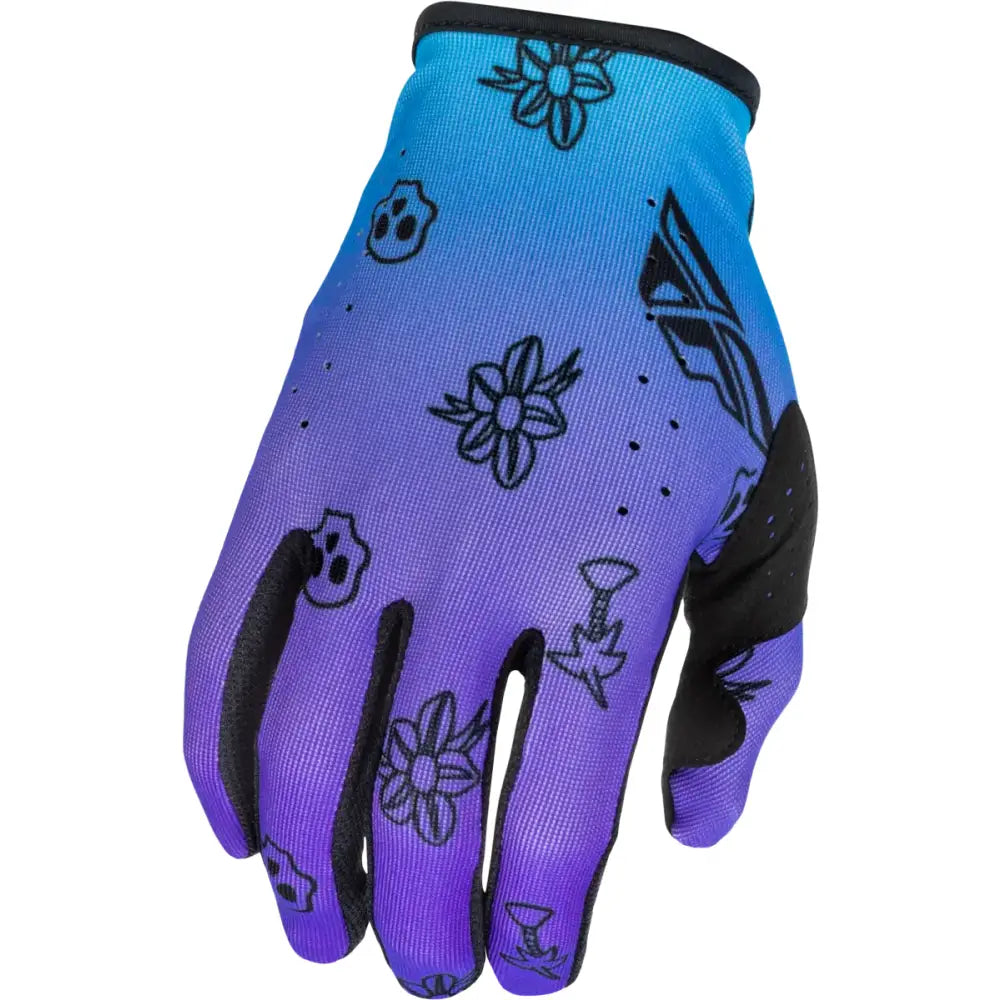 Lite Outline Gloves Purple/Blue/Black Lg - FLY RACING