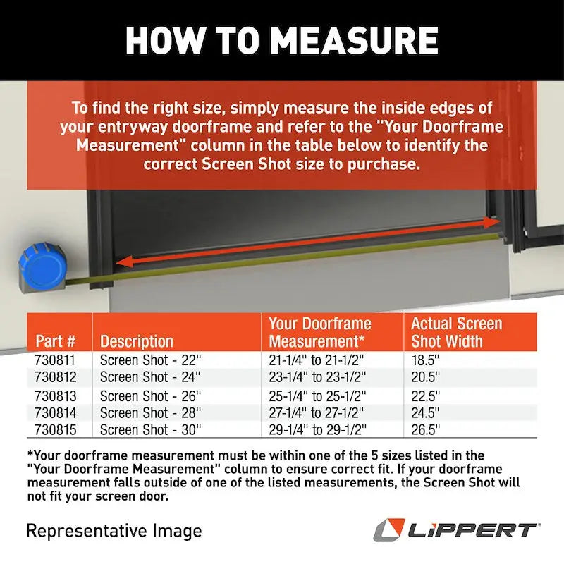 Screen door closer measurement guide for Lippert 730815 Screen Shot Screen Door Closer
