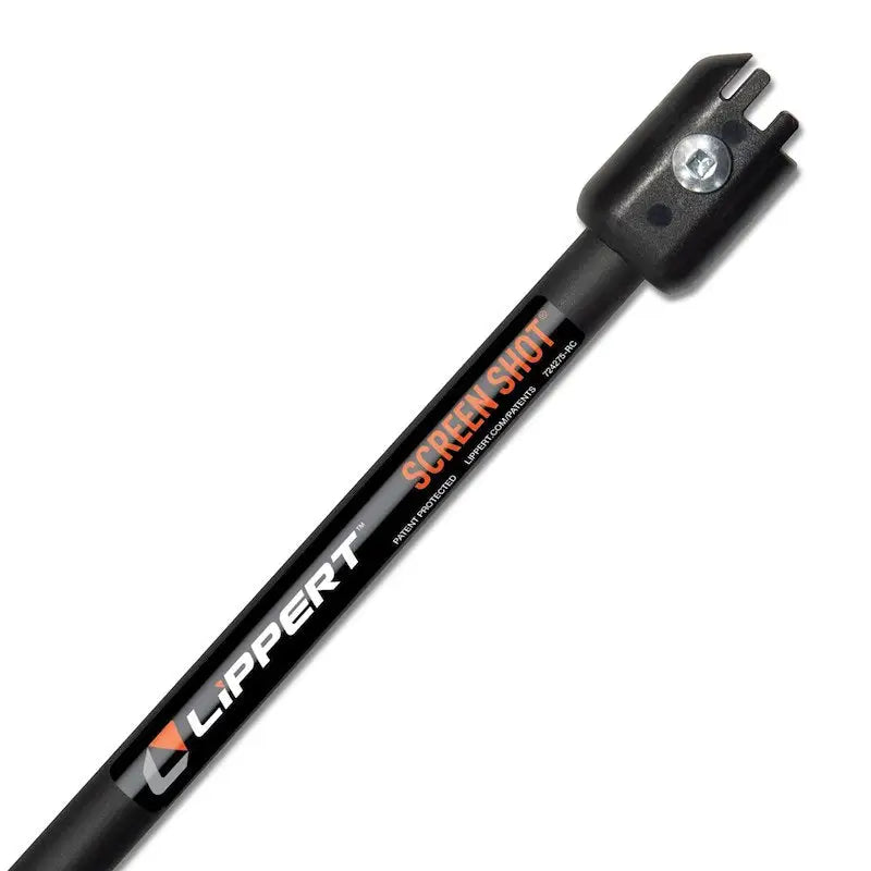 Black metal screen door support rod for Lippert 730815 screen door closer, essential door closer part