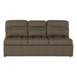 Lippert Comp Jacknife Sofa-68’ with a comfy three-cushion taupe sofa in the pic