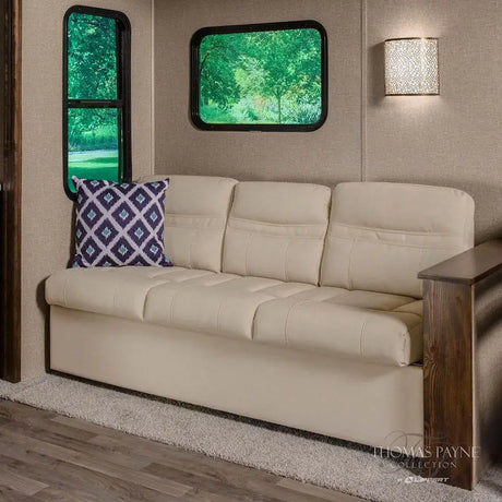 Beige Leather Lippert Comp Jacknife Sofa-68 for comfy living room vibes