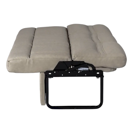 Beige cushion on black metal frame of Lippert Comp Jacknife Sofa-68’ seat