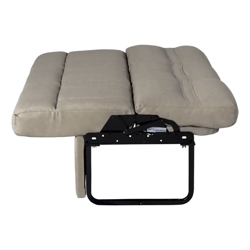 Beige cushion on black metal frame of Lippert Comp Jacknife Sofa-68’ seat