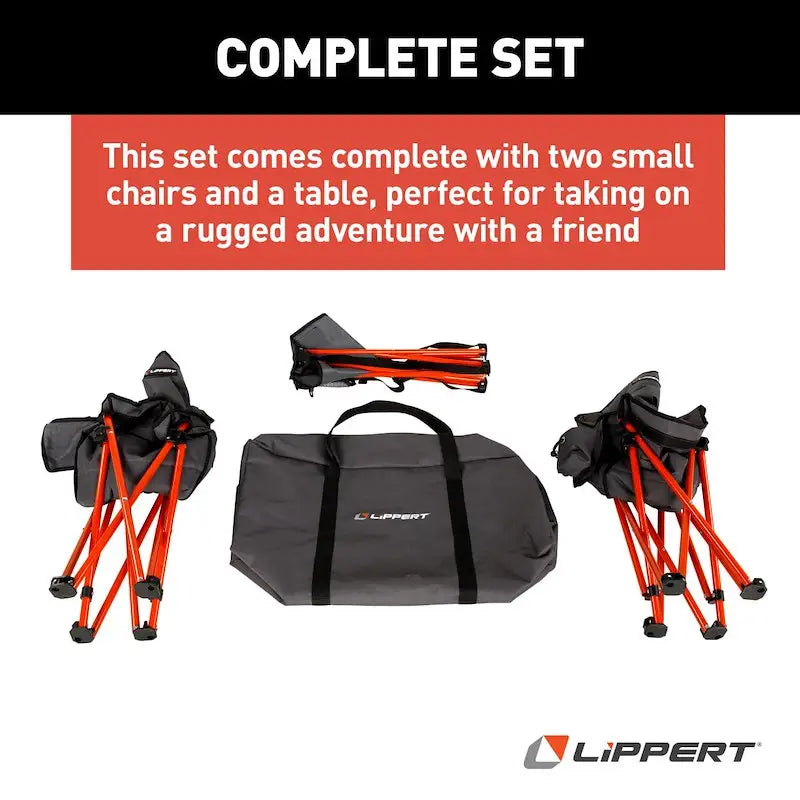 Lippert Comp Baja Table and Chair Set with Carrying Bag for comfy camping trips