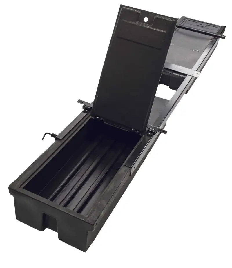 Lippert 236558 Under Chassis Storage System features sliding boxes for organized, efficient storage underneath.