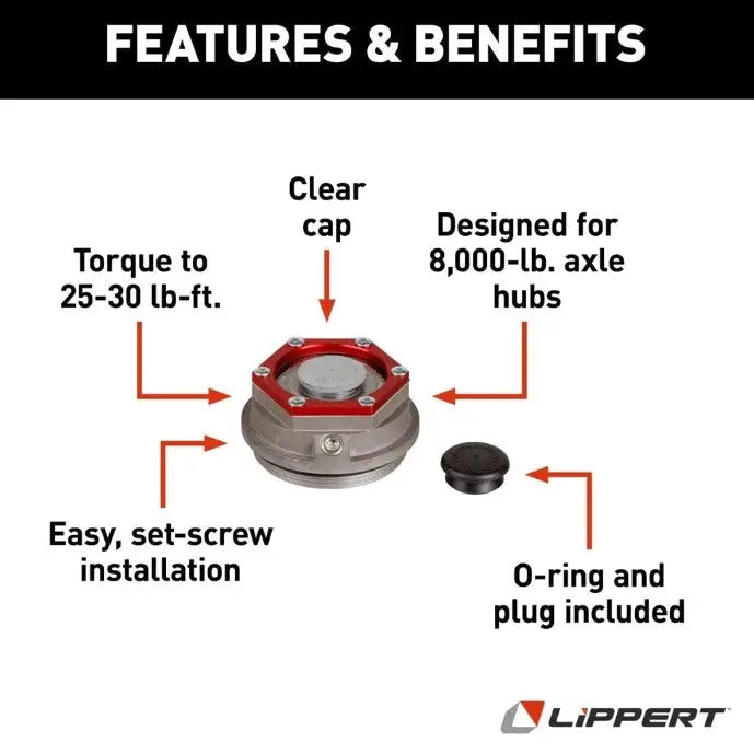 Lippert Comp 85373928 Trailer Wheel Bearing Dust Cap - Clear
