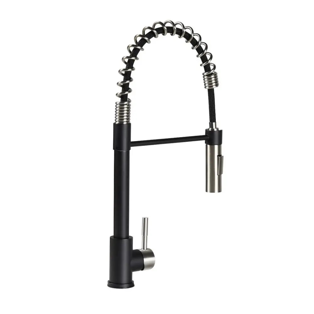 Lippert Comp Coiled Faucet With Toggle 2022109922 - Black SS Pull-Down