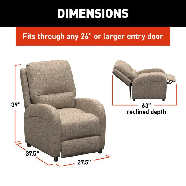 Lippert Comp Easy-To-Clean PolyHyde Material Chair 2024044215 - Pushback Recliner Dellmead