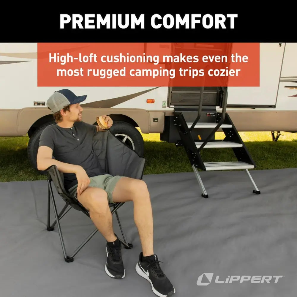 Lippert Comp Lightweight And Easy To Transport Camping Chair 2022114800 - Campfire Padded Barrel Chai