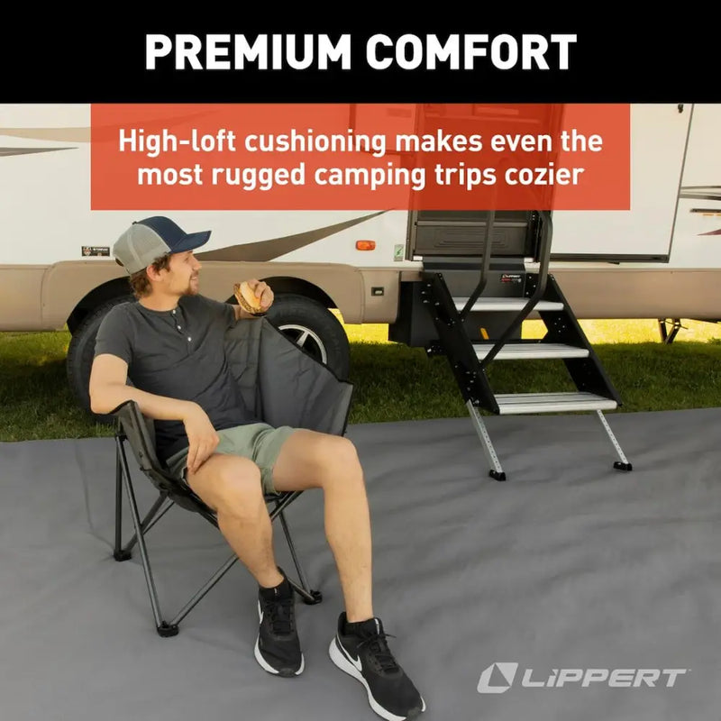 Lippert Comp Lightweight And Easy To Transport Camping Chair 2022114800 - Campfire Padded Barrel Chai
